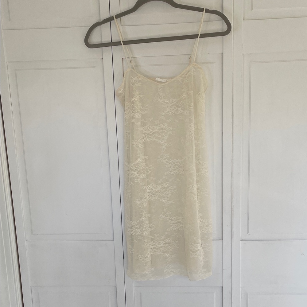 Lush Beautiful Cream Lace Slip Dress SzS